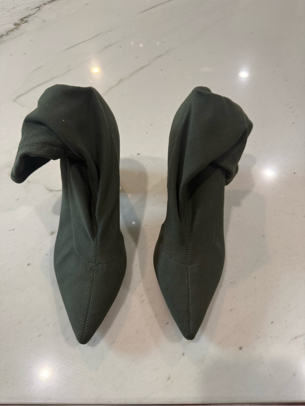 Kenneth Cole Olive Green Pointed Toe Sock Boots